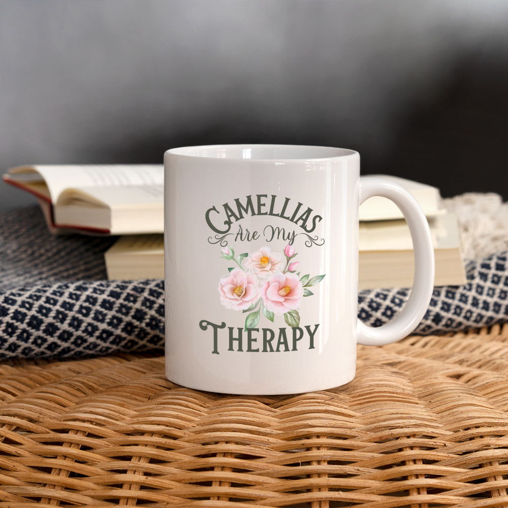 Camellias Are My Therapy Mug White - white