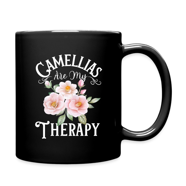 Camellias Are My Therapy Mug Black - black