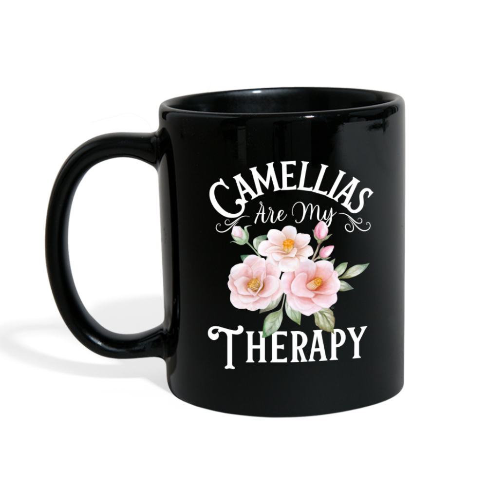 Camellias Are My Therapy Mug Black - black