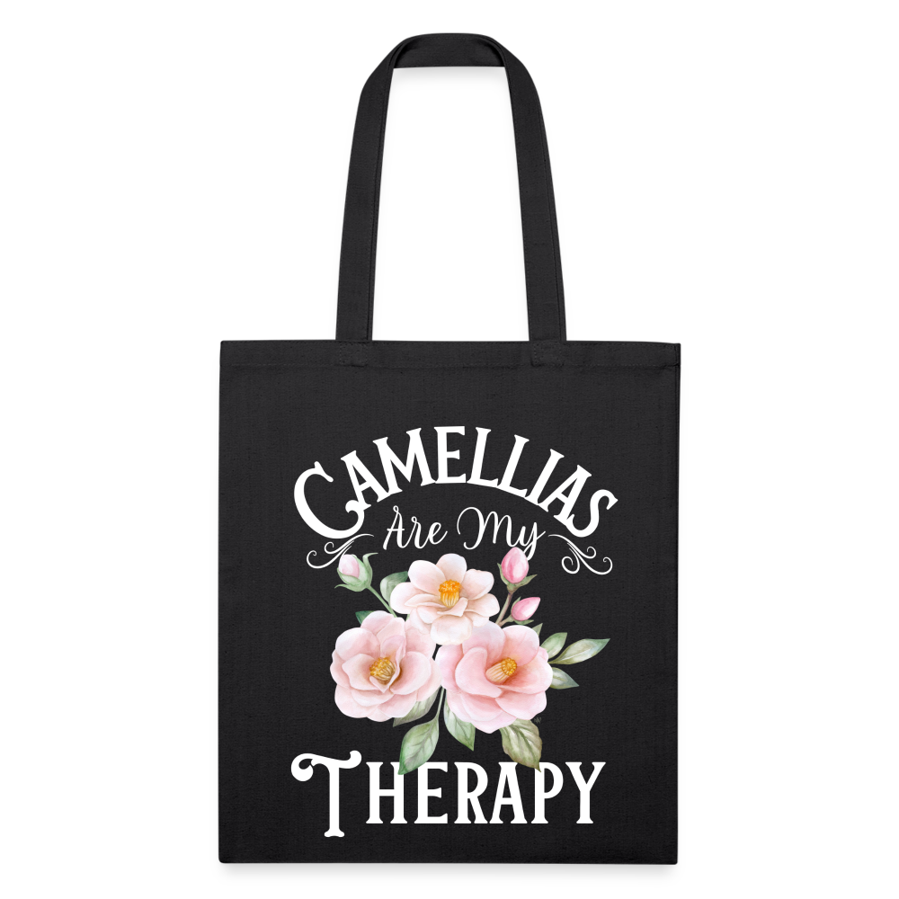 Camellias Are My Therapy Tote Bag - black