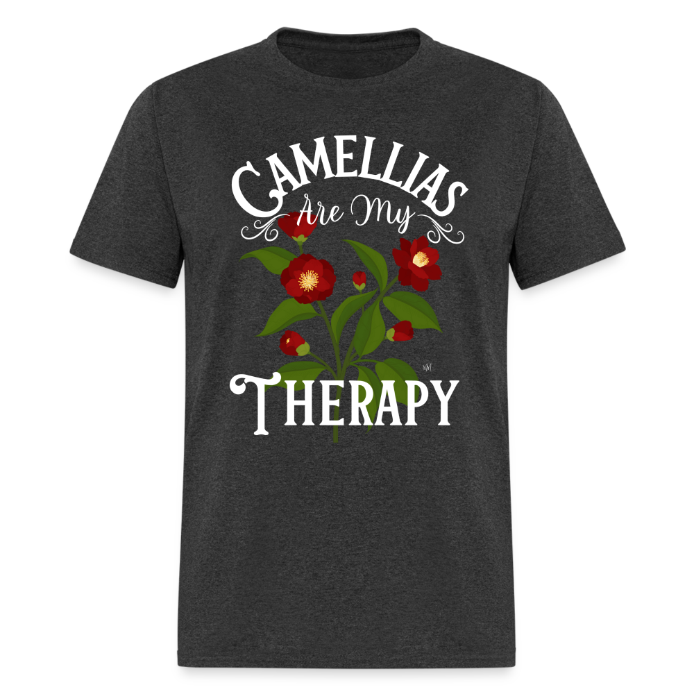 Camellias Are My Therapy Unisex Red Flower - heather black