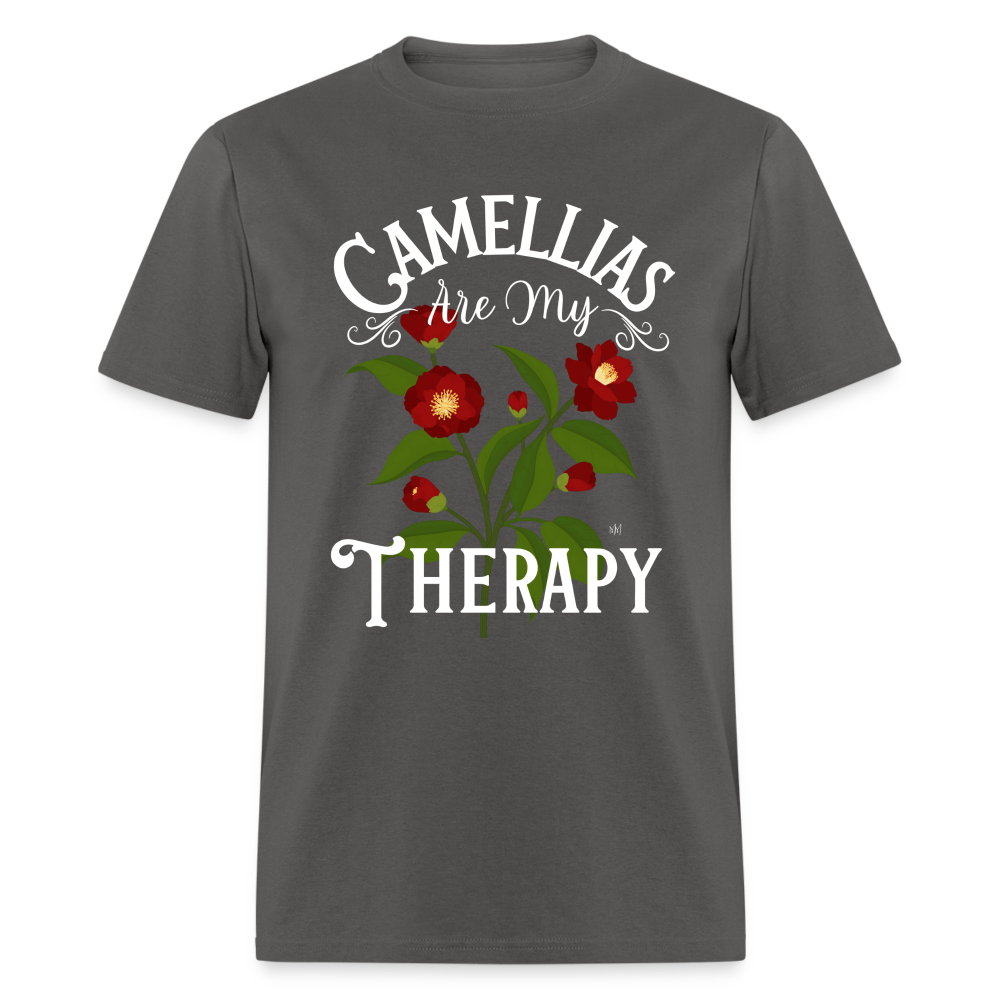 Camellias Are My Therapy Unisex Red Flower - charcoal
